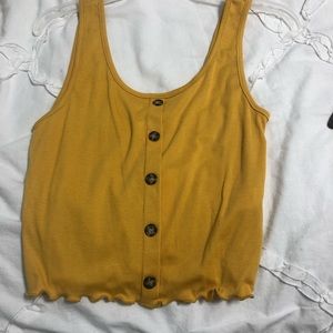 yellow button down crop top tank top